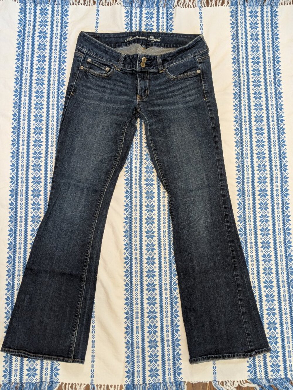 American Eagle Artist Jeans Womens 6 Blue Low Rise Bootcut Stretch Denim